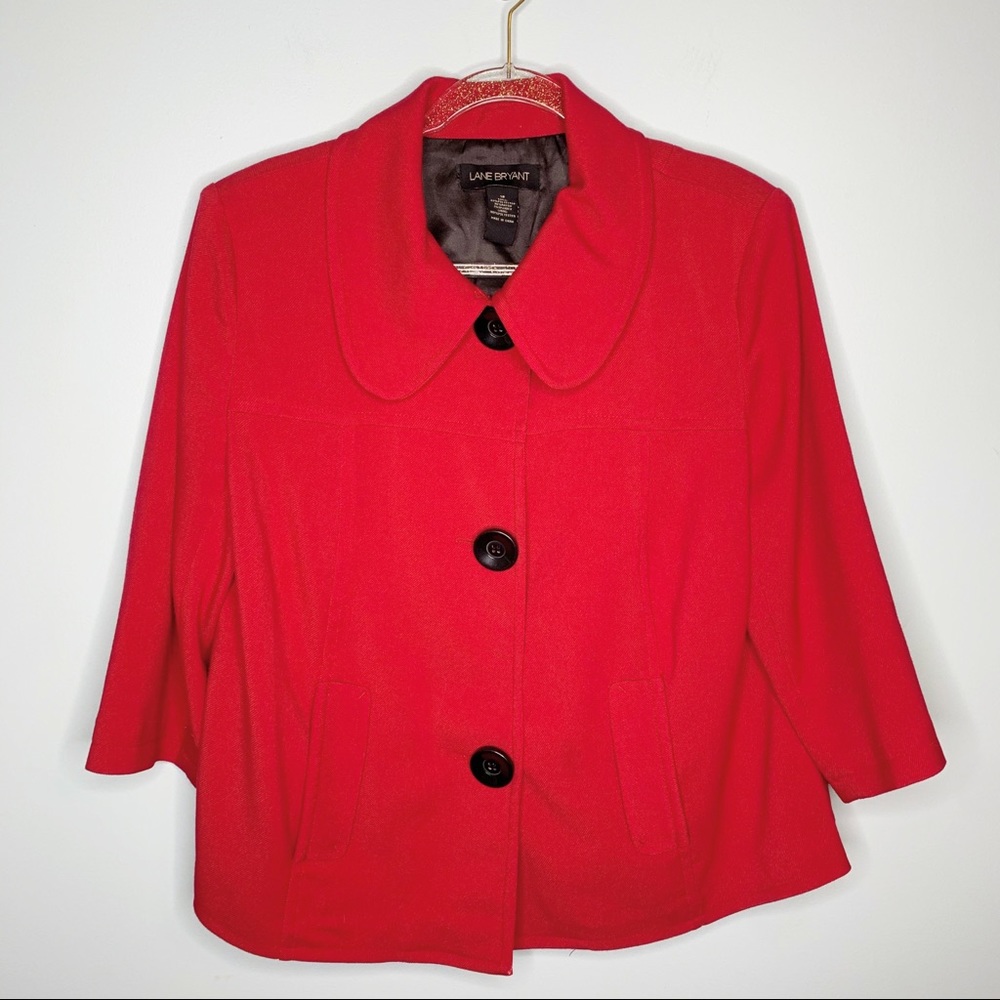 Lane Bryant Red 3/4 Sleeve Jacket